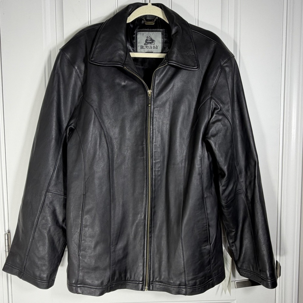 Burk's Bay Black Genuine Leather Zip Front Jacket Women's XXXL